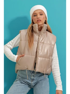 Trend Alacati Kamizelka pikowana w kolorze beżowym rozmiar: 40