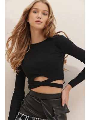 Trend Alaçatı Stili Koszulka w kolorze czarnym rozmiar: S/M