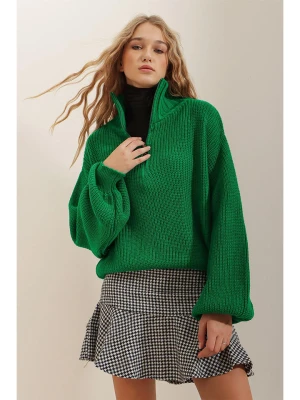 Trend Alaçatı Stili Sweter w kolorze zielonym rozmiar: onesize