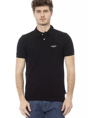 Trendowa Czarna Bawełniana Koszulka Polo Baldinini