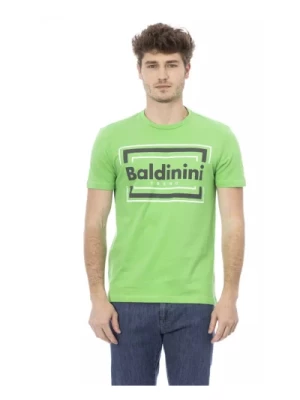 Trendowa Zielona Bawełniana Koszulka Baldinini