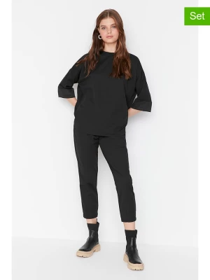 trendyol 2-częściowy zestaw w kolorze czarnym - koszulka, spodnie rozmiar: XL