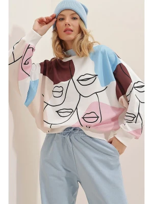 trendyol Bluza w kolorze kremowo-błękitno-brązowym rozmiar: S