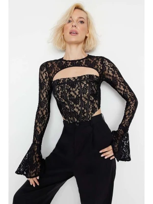 trendyol Bluzka w kolorze beżowo-czarnym rozmiar: 38