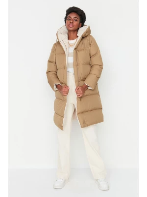 trendyol Dwustronny płaszcz zimowy w kolorze karmelowo-kremowym rozmiar: S