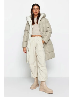 trendyol Dwustronny płaszcz zimowy w kolorze kremowo-jasnozielonym rozmiar: M
