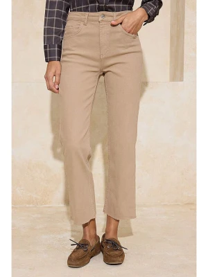trendyol Dżinsy - Flare fit - w kolorze jasnobrązowym rozmiar: 36