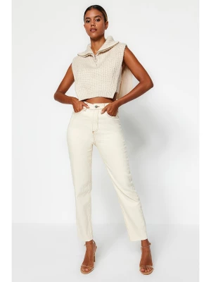 trendyol Dżinsy - Slim fit - w kolorze beżowym rozmiar: 40