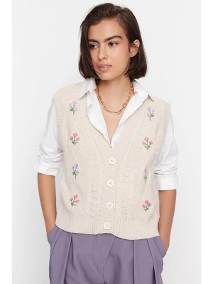 trendyol Kamizelka dzianinowa w kolorze kremowym rozmiar: S