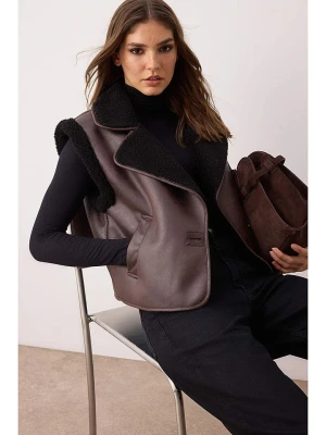 trendyol Kamizelka pluszowa w kolorze ciemnobrązowym rozmiar: L