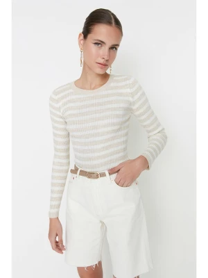 trendyol Koszulka w kolorze beżowo-białym rozmiar: L