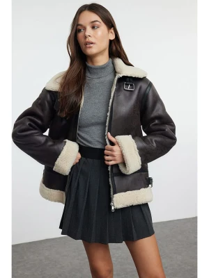 trendyol Kurtka zimowa w kolorze ciemnobrązowo-beżowym rozmiar: L