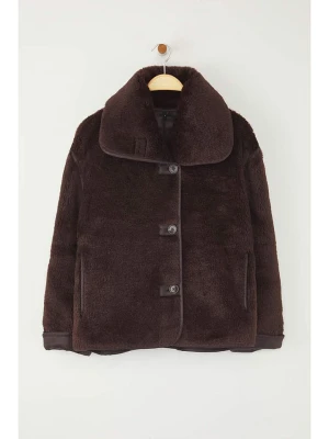 trendyol Płaszcz pluszowy w kolorze ciemnobrązowym rozmiar: L
