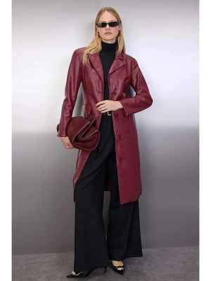 trendyol Płaszcz w kolorze bordowym ze skóry syntetycznej rozmiar: L