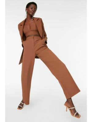 trendyol Spodnie w kolorze brązowym rozmiar: 34