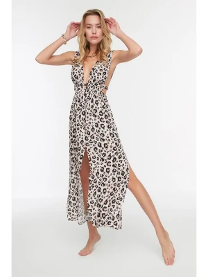 trendyol Sukienka w kolorze czarno-beżowo-jasnoróżowym rozmiar: 38