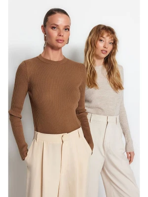 trendyol Sweter w kolorze jasnobrązowym rozmiar: M