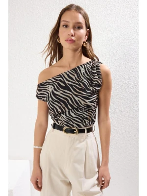 trendyol Top w kolorze czarno-beżowym rozmiar: M