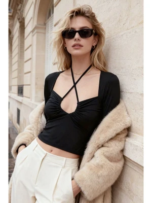 trendyol Top w kolorze czarnym rozmiar: XS