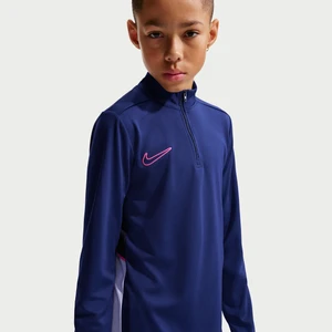 Treningowa koszulka piłkarska z długim rękawem i zamkiem 1/4 dla dużych dzieci Dri-FIT Nike Academy - Niebieski