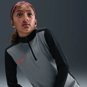 Treningowa koszulka piłkarska z długim rękawem i zamkiem 1/4 dla dużych dzieci Dri-FIT Nike Academy - Szary