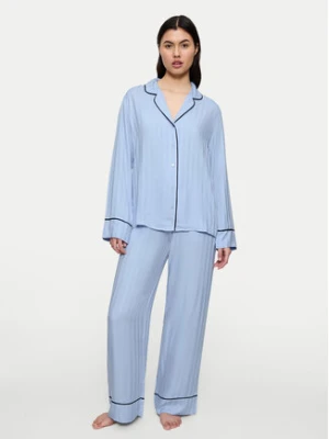 Triumph Piżama Amourette Jacquard 10225073 Błękitny Relaxed Fit