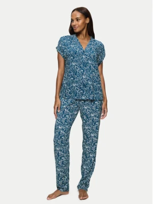 Triumph Piżama Boyfriend 10222611 Niebieski Relaxed Fit
