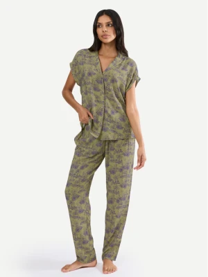 Triumph Piżama Boyfriend 10222611 Zielony Relaxed Fit