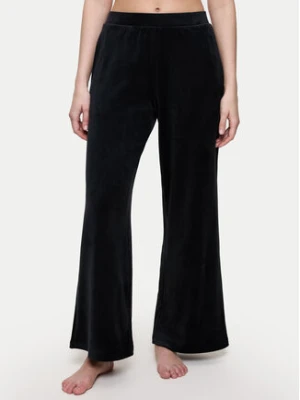 Triumph Spodnie piżamowe Sensual Velour 10225077 Czarny Wide Leg