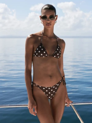 Trójkątna góra bikini w kropki brązowy - Kobieta - - MANGO