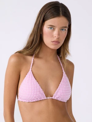Trójkątny biustonosz bez fiszbin w kratę góra od bikini Etam
