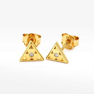 Trójkątne kolczyki ze złota z cyrkonią sztyfty Filipowicz