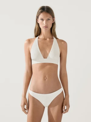 Trójkątny Biustonosz Od Bikini Z Fakturą - Biały Złamany - Massimo Dutti - Female