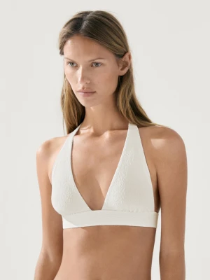 Trójkątny Biustonosz Od Bikini Z Fakturą - Biały Złamany - - Massimo Dutti - Kobieta