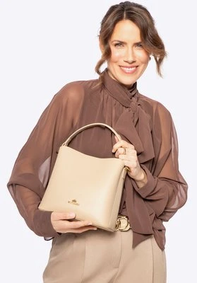 Trójkomorowy kuferek ze skóry beżowy Wittchen