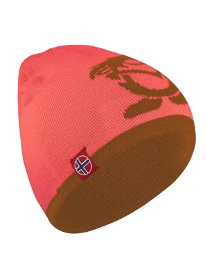 Trollkids Dwustronna czapka beanie "Troll" w kolorze jasnobrązowo-różowym rozmiar: 52-56 cm