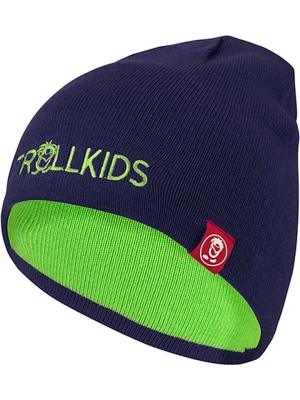 Trollkids Dwustronna czapka beanie "Troll" w kolorze jasnozielono-granatowym rozmiar: 52-56 cm