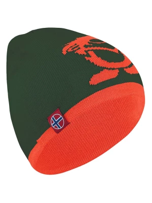 Trollkids Dwustronna czapka beanie "Troll" w kolorze oliwkowo-pomarańczowym rozmiar: 52-56 cm