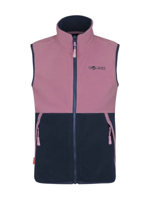 Trollkids Kamizelka polarowa "Kjerag" w kolorze jasnoróżowo-granatowym rozmiar: 140