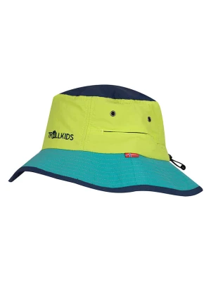 Trollkids Kapelusz przeciwsłoneczny "Trollfjord" w kolorze zielono-błękitnym rozmiar: 48-52 cm