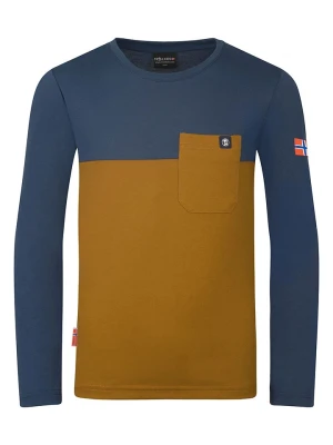 Trollkids Koszulka "Bergen" w kolorze jasnobrązowo-granatowym rozmiar: 104