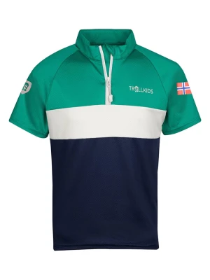 Trollkids Koszulka kolarska "Trondheim" w kolorze granatowo-zielonym rozmiar: 128