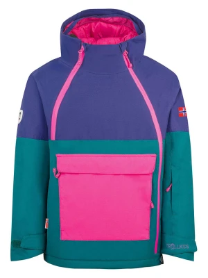 Trollkids Kurtka narciarska "Eikedalen" w kolorze fioletowo-morskim rozmiar: 152