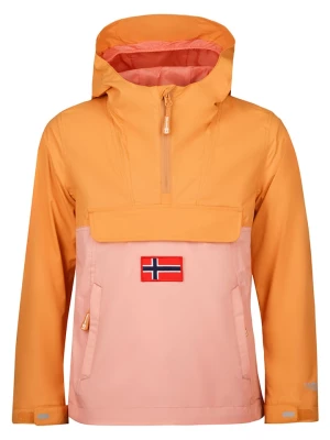 Trollkids Kurtka przeciwdeszczowa "Bergen" w kolorze jasnoróżowo-pomarańczowym rozmiar: 116