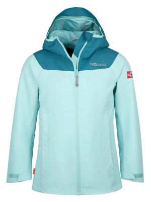 Trollkids Kurtka przeciwdeszczowa "Bergen" w kolorze turkusowym rozmiar: 116