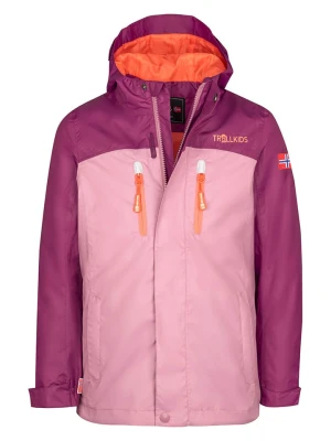Trollkids Kurtka przeciwdeszczowa "Nusfjord" w kolorze jasnoróżowo-fioletowym rozmiar: 176