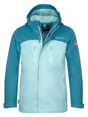 Trollkids Kurtka przeciwdeszczowa "Nusfjord" w kolorze turkusowym rozmiar: 98