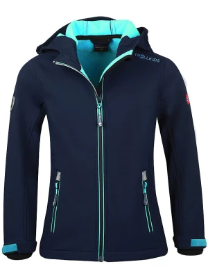 Trollkids Kurtka softshellowa "Trollfjord" w kolorze granatowo-miętowym rozmiar: 140