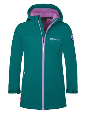 Trollkids Płaszcz softshellowy "Kristiansand" w kolorze morskim rozmiar: 176