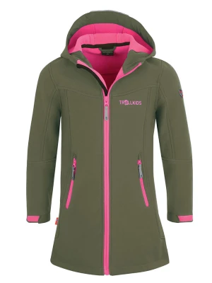 Trollkids Płaszcz softshellowy "Lillesand" w kolorze khaki rozmiar: 164